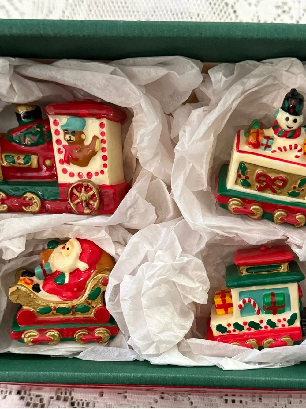 Vintage 4-Piece Christmas Train Wax Candle Set